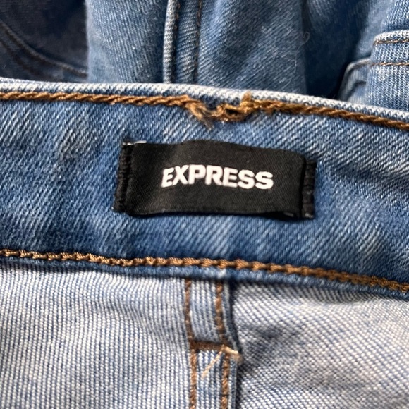 EXPRESS- Curvy Skinny High Rise Women's Blue Distressed Jeans Size 8R - Picture 5 of 7